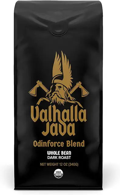 Death Wish Coffee, Valhalla Java Odinforce Blend Whole Bean, USDA Organic and Fair Trade, 12 oz