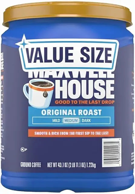 Maxwell's_House Original Roast Medium Ground Coffee 43.1 oz Canister Bulk Pack for Home and Office Use