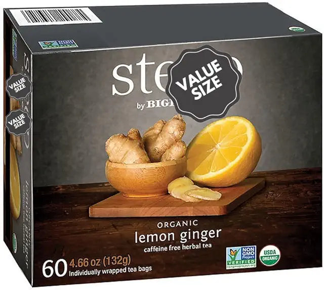 Bigelowwss Organic Lemon Ginger Herbal Tea 60 ct. w/A Storage Bag