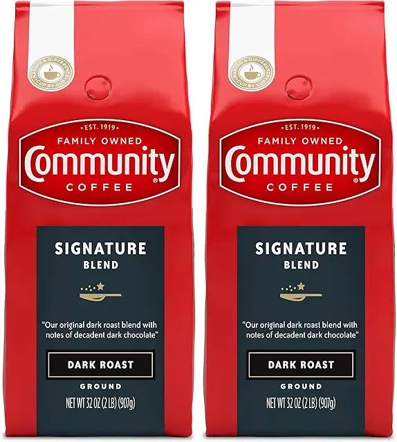 Community Coffee Signature Blend 32 Ounce, Dark Roast Ground Coffee, 32 Ounce Bag (Pack of 2)