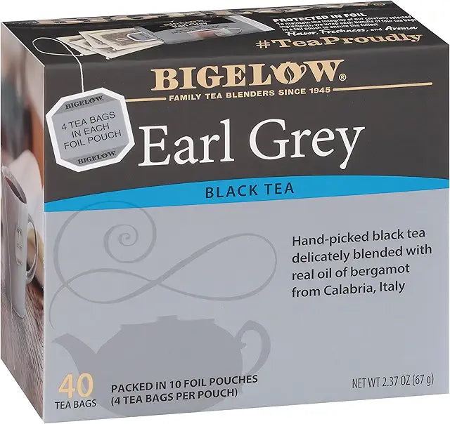 Bigelow Earl Grey Black Tea Bags 40-Count Box (Pack of 6), Caffeinated 240 Tea Bags Total